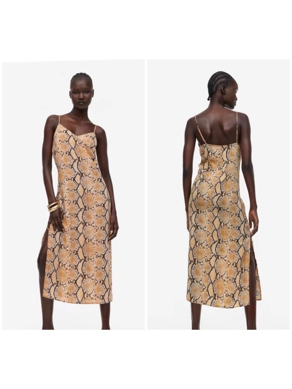 Elegant H&M Elegant Snakeskin Animal Print Slip Cami Maxi Dress Size XS